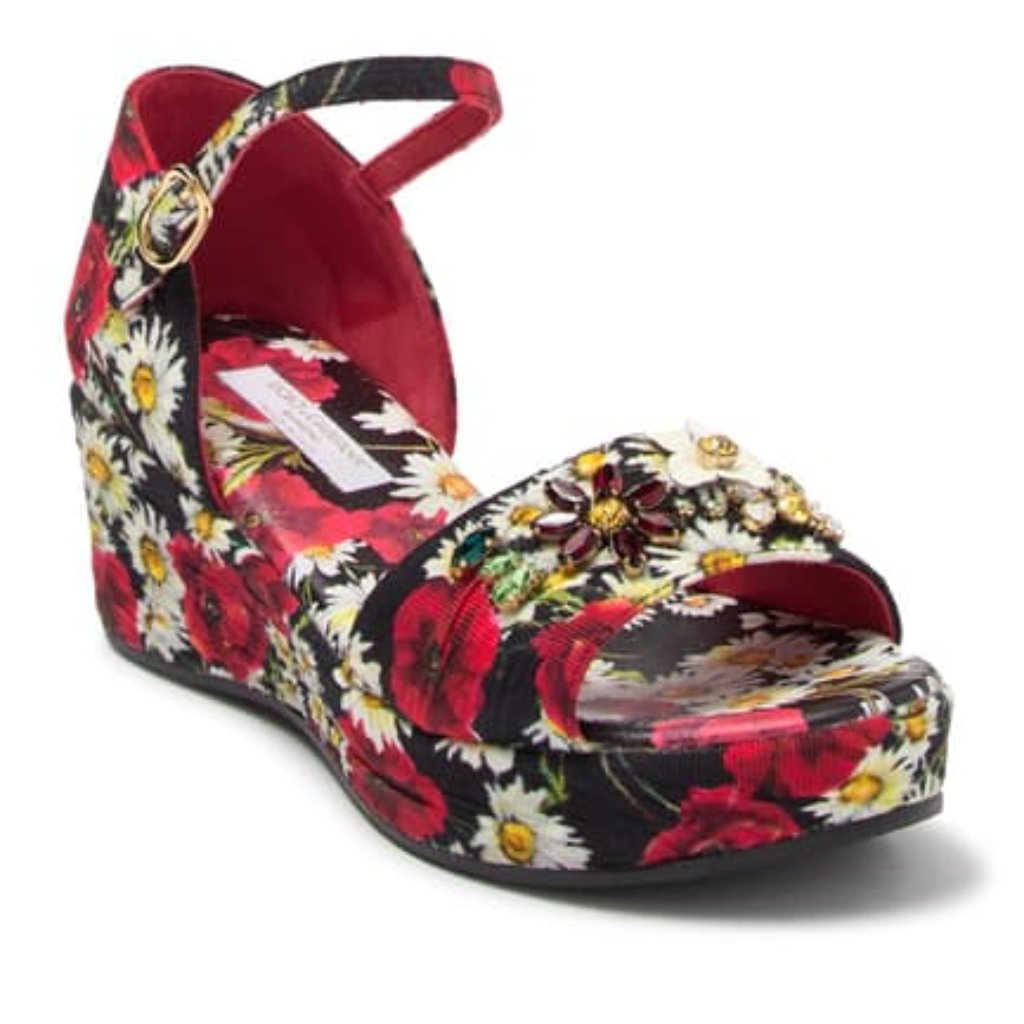 Dolce & Gabbana Shoes Girl's Floral & Daisy Wedge